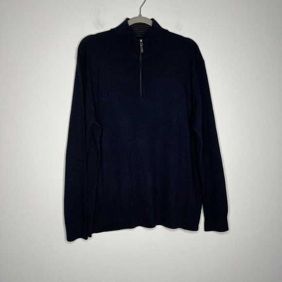 Untuckit Mens Pullover 1/4 Zip Pullover Sweater Merino Wool Size XL Navy Blue - Picture 6 of 11